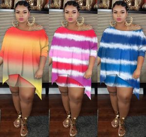 Women Tracksuit Plus Size Two Piece Pants Sports Outfits Tie Dye Randig Tryck Löst oregelbundna topp Skinn Shorts Sets63857625565746