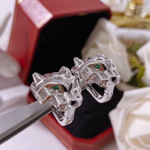 Designer Leopard Ohrringe für Frauen Großmutter Emerald Edelstahl Tiger Gelbgold mit 18K 925 Silber Klassiker Style Crystal Ohrringe Geschenke Girlfriend v58