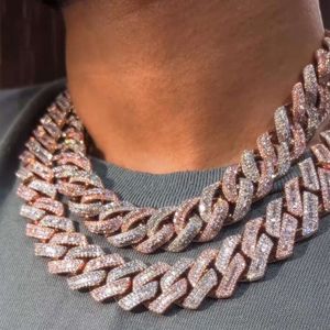 LAB -odlad kubansk kedja Custom Hip Hop Diamond Necklace Jewelry 18K Guldpläterad isad kubansk länkkedja