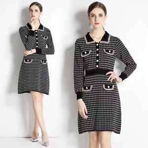 High end knitted dress, autumn and winter new designer women's temperament luxury feeling dress