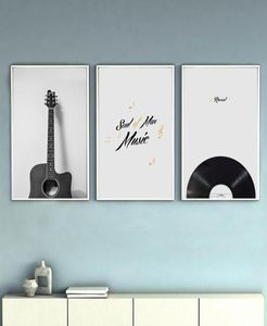 Målningar vintage musikinstrument gitarrradio duk målning affisch och tryck vardagsrum sovrum väggkonst bild hem dekor7936995