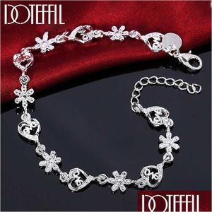 Chain Charm Sier Color Bracelets For Women Flowers Heart Fashion Wedding Party Christmas Gifts Fine Jewelry Y240420 Drop Delivery Dhqls