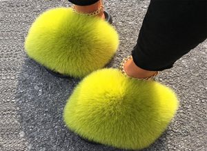Ethel Anderson Women039s Real Furry Fur Designer Slides Raccoon Flip Flops Female Fluffy Slippers Outdoor Footwear Shoes Q05082181170