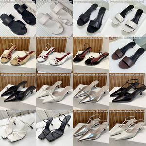 10A Premium Leder -Hausschuhe mit flachem Boden Mode Womne's Katzenabsatz Sandalen mit quadratischer Zehenschickstil High Heel