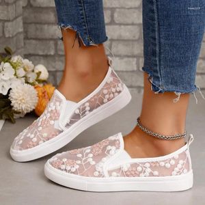 Casual Shoes Sneakers Ladies 2024 Spring Floral for Women Hollow Out Breatble Mesh Lightweight Flats Large Size 43