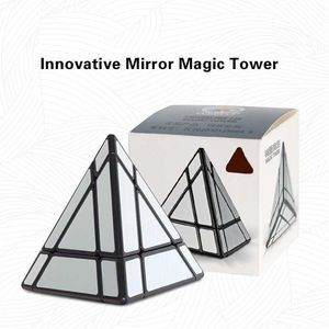 Magic Cubes espelham torre mágica Cubos mágicos em forma especial Pyramid Professional Flexível e Smooth Childrens Toys educacionais Y240518