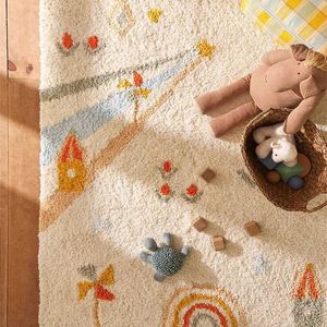 카펫 단순하고 사랑스러운 거실 침실 카펫 침대 옆 담요 어린이 아동 가방 낙하 게임 크롤링 코코아 세척 h240517