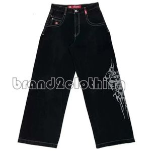 Męskie dżinsy Jnco Y2K Męskie kości hip -hopowe graficzne haftowane workowate dżinsy retro niebieskie spodnie haruku gotyckie wysokie paliwa szerokie spodnie