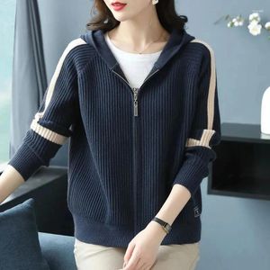 Women's Knits 2024 Spring And Autumn Korean Version Of Fashion Sweater Women Hooded Outside A Zipper Short Knitted Long-Sleeved Coat Tide