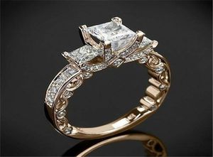 14K Rose Princess Real Diamond Ring para mulheres Anilos Mujer Bizuteria Gemstone Femme Jóias Anel Rings 2202074101915