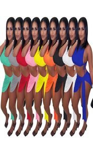 Summer Women Rib Sticke Two Piece Dress Set Tank Topbandage Mini Kjol Plus Size 2xl Sexig Night Clue Wear Solid Outfits 53868007326