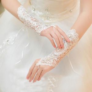 Luvas de noiva sem os dedos Acessórios para nucleares de renda sem dedos Luvas de casamento Brancas Luvas de noiva Acessórios para casamentos de moda 214E