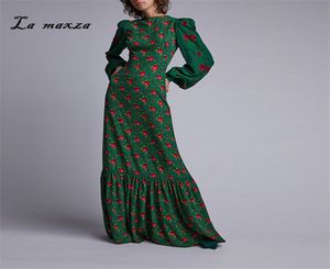 Plus storlek 2019 Kvinnor Autumn Dresses Vintage Sexy Print Party Elegant Fashion Long Sleeve Maxi Dress MX2005189014552