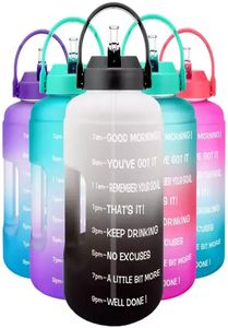 NEU 25L 378L Plastik breites Mund Gallonen Wasserflaschen mit Stroh BPA Sport Fitness Tourismus Fitnessstudio Reisekrüge Telefonständer SXJUL1015449