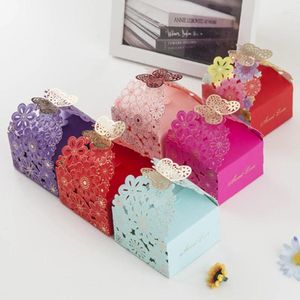Embrulhe de presente 50pcs Butterfly laser Cut Candy Box Favor and Packaging Chocolate Guest Wedding Wedding Christmas Birthday