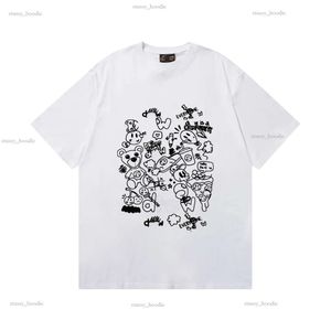 Tasarımcı Çizim Tişört Gülümseyen Yüz Graffiti Saf Pamuk Baskılı Gevşek Spor Boyama Çekme Tshirt Sleeve Erkek ve Kadın Sokağı Sevimli Moda T-Shirt B7E1