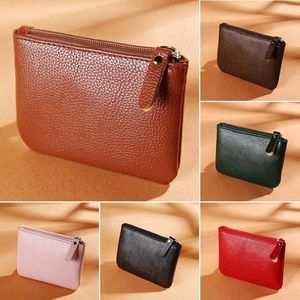 Förvaringspåsar mini dragkedja pengar kvinnor mynt handväska hållbar läder plånbok byte purses bärbar resekort nyckelpåse