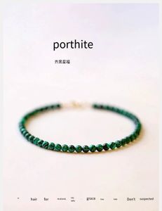 3mm Malachite Natural Green Malachite Bracelet Women's Extremely Fine Ring Small Crystal Bracelet Stone Bracelet Fashion Retro