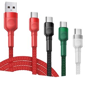 3A Тип C Micro USB -плетеные сплавные кабели. Прочная высокоскоростная зарядка данных для Android Mobile Phone 1M 2M 3M 3M