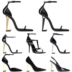 Com box Women Luxury Dress Shoes Designer High Heels Patente Couro Dourado Tono
