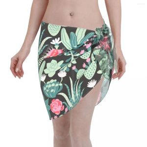 Cactus Swimwear Pareo Scarf Cover Ups Women Cute Sheer Beach Short Skirts Bikinis Cover-Ups