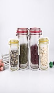 500st. Återanvändbara matlagrings blixtlåsväskor Mason Jar Shape Snacks Airtight Seal Food Saver Leakproof Väskor Köksarrangör Väskor FO5844069