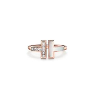 Anelli di nozze Designer Classic Open Double T Couple Ring 925 Sterling Sier Trend di moda di alta qualità Diamond Love Christma Gift Drop Otrxi