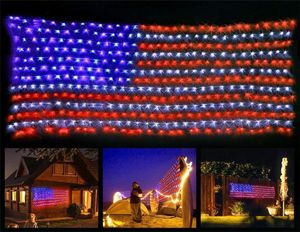 DHL 30V American Flag LED -strängljus hängande ornament trädgårdsdekoration nettoljus jul vattentät utomhus fairy lig3817186