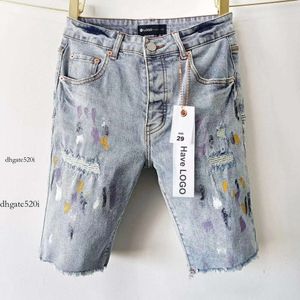 Mor jeans şort mor kot şort mor kot tasarımcı pantolon erkek tasarımcı kot şort yüksek kaliteli sokak Amerikan artı boyutlu hip hop yırtılmış denim 8ea