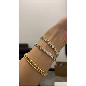 Bangle New 18K Gold Leopard Sier Bracelets For Women Set Ring Daughter And Mom Luxury Tennis Fashion Uni Jewelry Designer Jewlery Par Ot2Bp