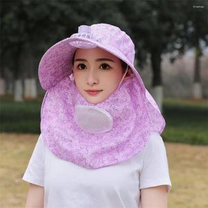 Berets Mesh Sunhat With Front Cover Electric Fan Sun Hat Face Neck Protection For Women Usb Gardening