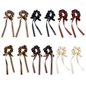Hair Clips Y4QE Elastic Satins Scrunchies Women Bands Scrunchy Ties Solid Color Accessories For Bow