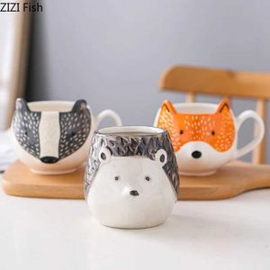 Кружки мультфильм головы животных кружки керамика чашка молока кофейная чашка лиса лос