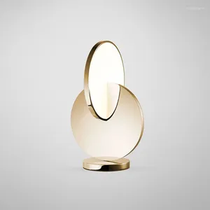 Lâmpadas de mesa Nordic simples luz de luxo lâmpada pós-moderna Designer de estudo Desk El Soxless Aço Mirror Decoração
