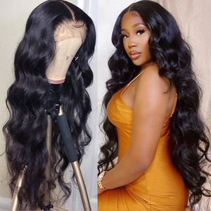 Long Deep Wave Full Lace Front Wigs Human Hair Curly Hair Wigs 13X6 Body Wave Female Lace Wigs Black Color Natural Hair Lace Wigs Free Shipping