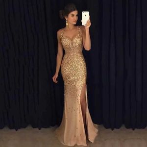 Runway Dresses Long Elegant Evening Party Wear Dresses Luxury Wedding Sequins Prom Gown Slit Gala Dress for Women Sexig Cocktail Dress Clothes T240518