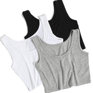 Yaz İnce Render Kısa Üst Seksi Kadınlar Kolsuz U Croptops Tank Üstleri Katı Blackwhite mahsul üstleri yelek tüpü üst 8kolor4657353