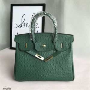 Designer Bags Luxury Fashion Totes Fashion dark green ostrich cow leather bag Women's portable one-shoulder diagonal bag Leather bag for women