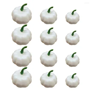 装飾的な花12 PCSシミュレートされた白いカボチャ偽のカボチャのホームデコレーションミニハロウィーン用品秋の装飾プラスチック
