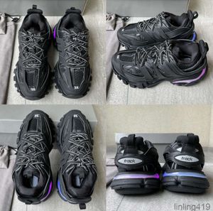 Kvinnor Mens Designer Casual Shoe Track LED Sneaker Light Grey Blue Gomma Leather Black Pink Nylon Printed Platform för 3 3.0 Trainers New 24