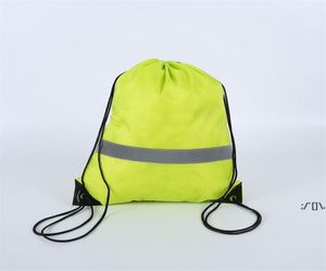 DrawString ryggsäckväska med reflekterande strip cinch säck ryggsäck för skolan yoga sport gym reser rrf133601976415