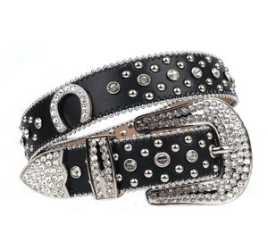 Western Rhinestones Belts Black Fashion Luxury Cowgirl Cowboy Bling Crystal Pin Buckle Diamond Studded Belts Cummerbunds Ceinture 8932521