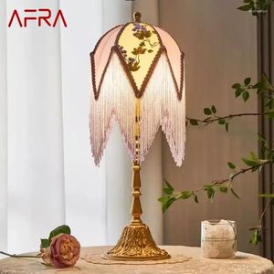 Bordslampor afra franska tofsar lampa amerikansk retro vardagsrum sovrum villa europeisk pastoral kreativ skrivbordsljus