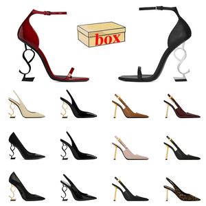 Moda najwyższej jakości sandały znane designerskie kobiety wysokie obcasy patent skórzane slajdy luksusowe lady pięty dna impreza
