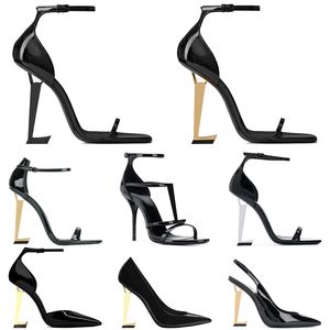 С коробкой женские роскошные туфли дизайнерские обувь дизайнерские высокие каблуки Патентная кожа золотой тон черный обнаженная женская леди каблук.