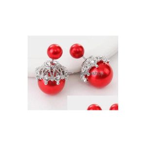 Dangle żyrandol styl słodki dwustronny pearl joker zestaw diamentowych kolczyki proste temperament wykwintne akcesoria moda