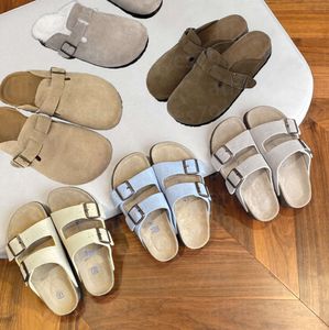 Designer clogs slippers sandals summer sandal leather slide indoor buckle strap flats cork casual slipper flat sliders new 77