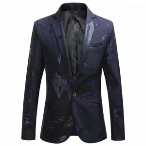 Ternos masculinos Autumn Fashion Print Party Wedding Suites / masculino Slim Fit Flor de alta qualidade Tamanho grande 6xl Blazer Coat