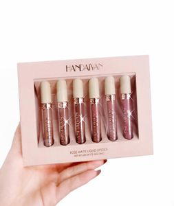 Handaiyan Lip Gloss 6PCS Box Belvet Matte Lipstick Set Lips Makeup Nude Stick Kit