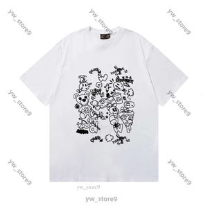 Designer desenhar camiseta sorrindo rosto graffiti puro algodão impresso Draw Tshirt Pintura esportiva solta Manga curta Men e feminina Camiseta de moda fofa 6782